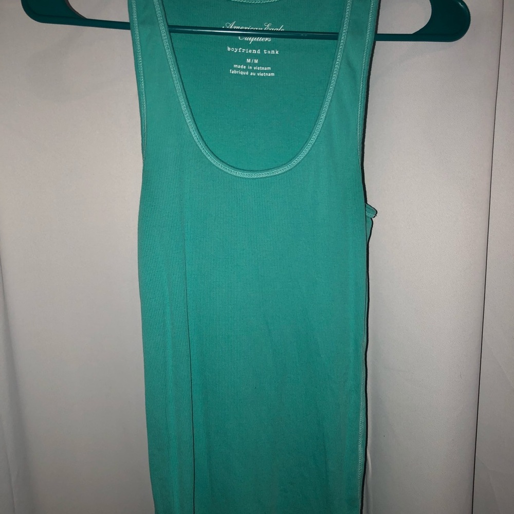 Aqua ribbed boyfriend tank from American eagle